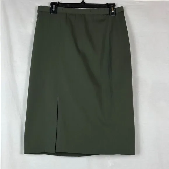 Vintage Kasper for ASL Dark Olive Green Military Style Women's Skirt Suit - Picture 8 of 10
